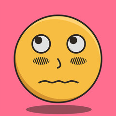 yellow emoticon illustration with unconcerned expression
