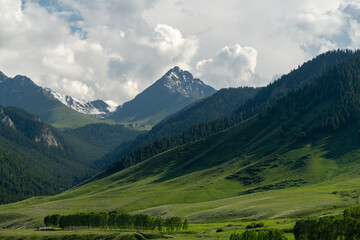 Naklejka premium landscape of huge mountains in Xinjiang, China