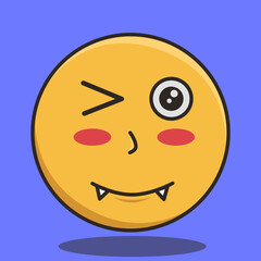 happy cute yellow vampire emoticon illustration
