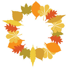 vector autumn frame with leaves and branches.