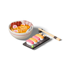 Ramen noodles icon isolated 3d render illustration