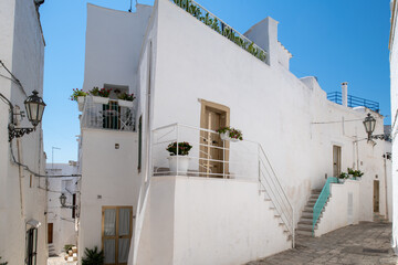 Ostuni, città bianca view of south italian heritage site. Cityscape of a unique Mediterranean...