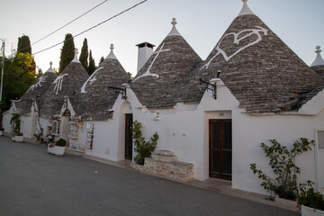 Alberobello view of south italian heritage site. Cityscape of a unique Mediterranean jewel.