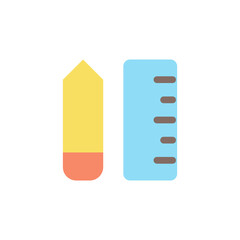 Stationery flat color ui icon. Buy essentials for school, office. Back to school. Online marketplace. Simple filled element for mobile app. Colorful solid pictogram. Vector isolated RGB illustration