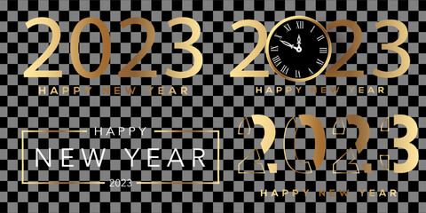 2023 Happy New Year Gold logo Set