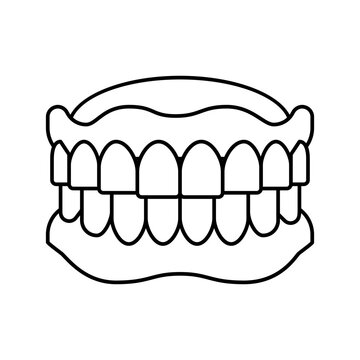 black and white dentures outline clip art preview