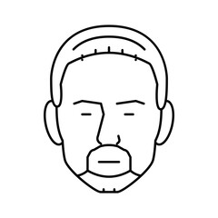 circle beard hair style line icon vector illustration