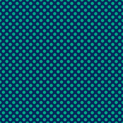Polka dot texture, green on dark blue polka dot seamless pattern as background