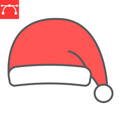 Santa hat color line icon, Christmas and holiday, santa hat vector icon, vector graphics, editable stroke filled outline sign, eps 10.