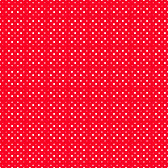 Polka dot texture, white on red polka dot seamless pattern as background
