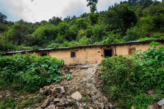 A traditional home in himalayan region of Uttarakhand India made of rocks. These small houses are also called CHANNI means house under stars.