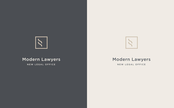 Modern legal office logo. Prestige lawyer, solicitor, barrister branding.