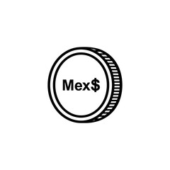 Mexico Currency, MXN, Mexican Pesos Icon Symbol. Vector Illustration