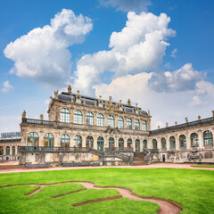 Fototapeta na wymiar Astonishing view of famous Zwinger palace (Der Dresdnen Zwinger) Art Gallery of Dresden.
