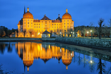 Majestic view of Moritzburg Castle near Dresden.