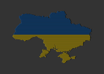 Fototapeta premium Silhouette map Ukraine, flag made color dots