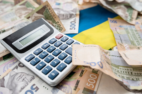 Ukraine national flag. Uah hrn gryvna hryvnia as business background
