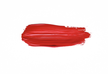 Red colored brush stroke paiting over isolated background, canvas watercolor texture, red lipstick smudge