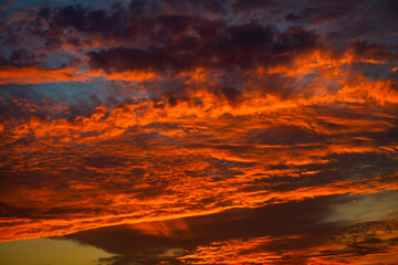 Beautiful red and orange clouds, summer sunset
