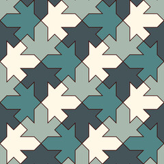 Seamless ethnic ornament. Tribal wallpaper. Arrows image. Folk pattern. Geeometric backdrop. Mosaics motif. Grid background. Digital paper. Textile print. Ethnical web design. Abstract vector artwork.