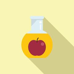 Dna flask apple icon flat vector. Gmo food