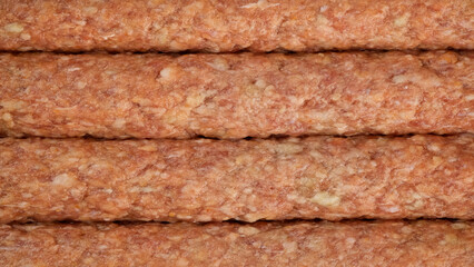 Raw meat preparing for cooking kebab top view