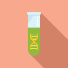 Dna test tube icon flat vector. Gmo food