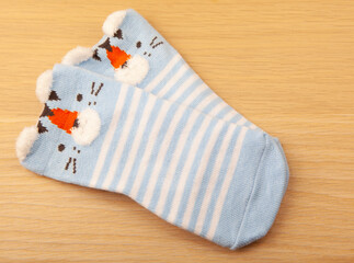 image of socks wooden desk background