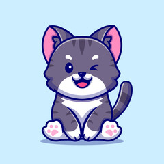 Fototapeta na wymiar Cute Cat Sitting Cartoon Vector Icon Illustration. Animal Nature Icon Concept Isolated Premium Vector. Flat Cartoon Style