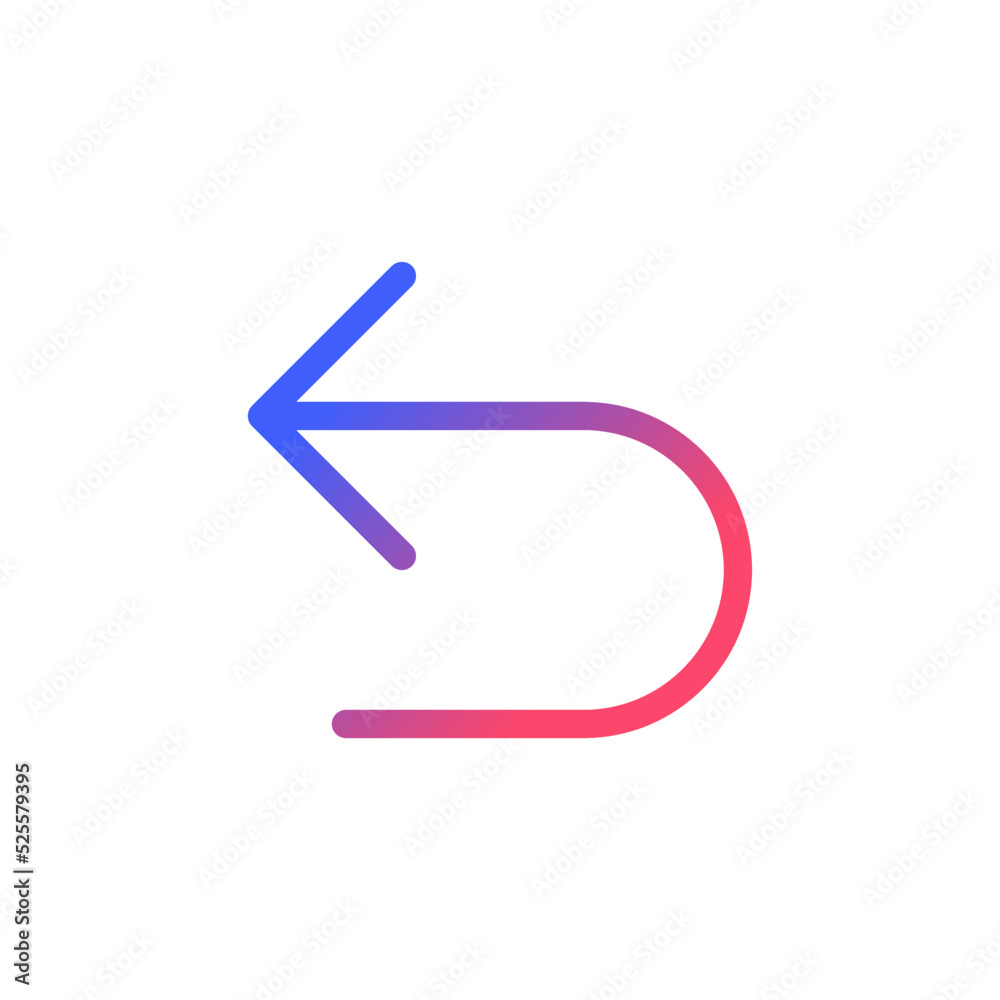 Poster undo pixel perfect gradient linear ui icon. digital program navigation. move to previous step. point