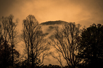 foggy sunrise in the mountains