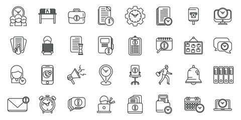 Rush job icons set outline vector. Internet boss