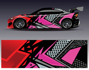 Car wrap design vector. Graphic abstract stripe racing background kit designs for wrap vehicle  race car  rally  adventure and livery