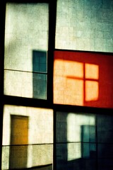 Abstract square building window frames, multi colored blocks and blurry focal shadows - delightfully odd, unusually pretty strange background graphics resource.