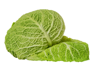green white cabbage lie on a white background