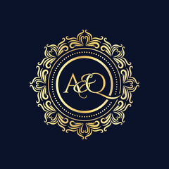 A and Q, AQ logo initial vector mark, AQ luxury ornament monogram logo