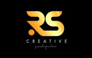 Golden Gold RS Letter Logo Design with Creative Modern Trendy Typography.