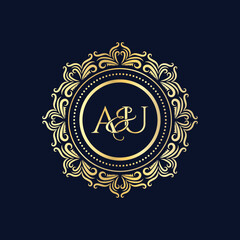 A and U, AU logo initial vector mark, AU luxury ornament monogram logo