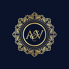 A and V, AV logo initial vector mark, AV luxury ornament monogram logo