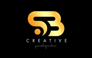 Golden Gold SB Letter Logo Design with Creative Modern Trendy Typography.