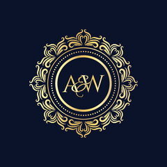 A and W, AW logo initial vector mark, AW luxury ornament monogram logo