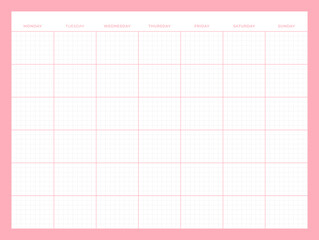 A simple, colorful style monthly planner. Note, scheduler, diary, calendar planner document template illustration.