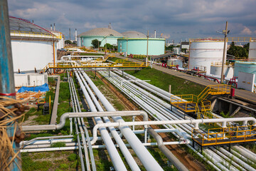Pipe line oil and gas valves at tank oil
