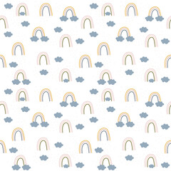 Seamless boho style pattern with rainbows. Vector illustration