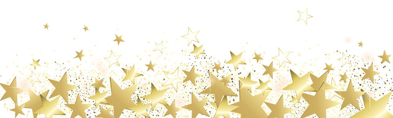 Design Gold stars isolated on a white background - Christmas and celebration banner	