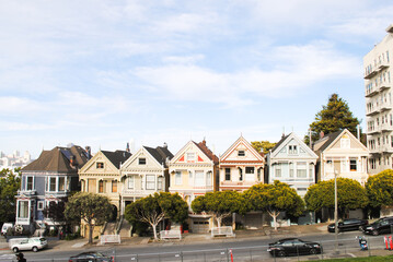 Fototapeta na wymiar The Painted Ladies Victorian Houses in San Francisco, California