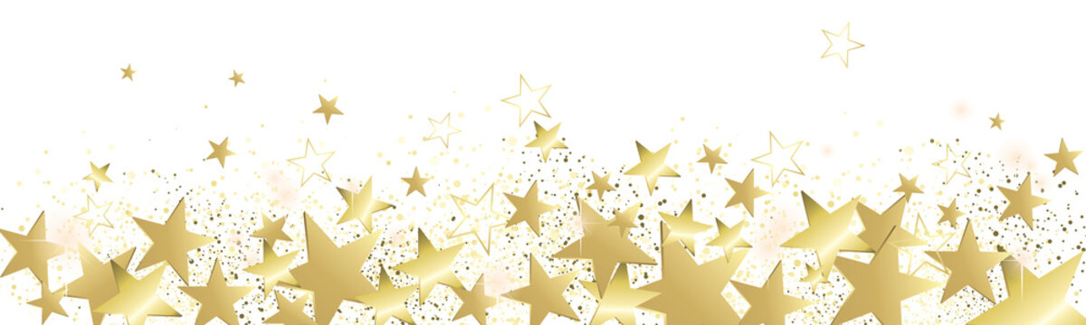 Design Gold stars isolated on a white background - Christmas and celebration banner	