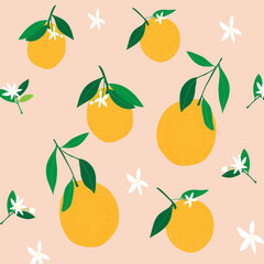 fresh orange blossom with leaf background
