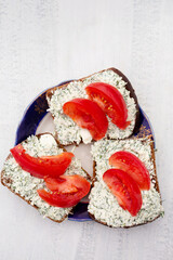 Sandwiches with garlic cheese filling