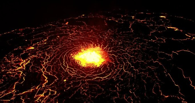  Aerial video showing amazing Icelandic volcanic eruption.